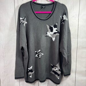 Torrid Womens Gray Star Print Sweater Cozy Plus Size Casual Soft Grunge Everyday